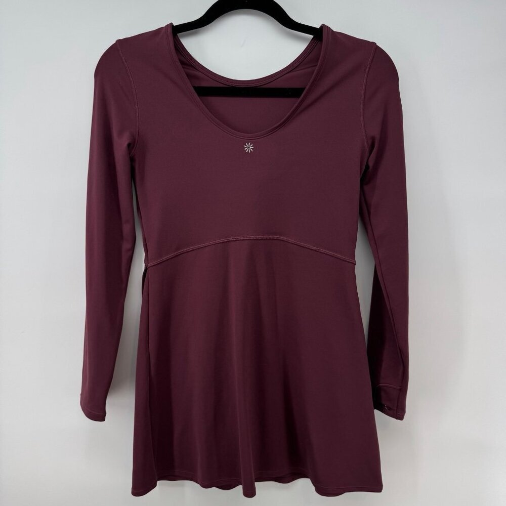 Athleta Girl Chit Chat Long Sleeve Dress-Color Aubergine Size L/12 - Picture 4 of 7
